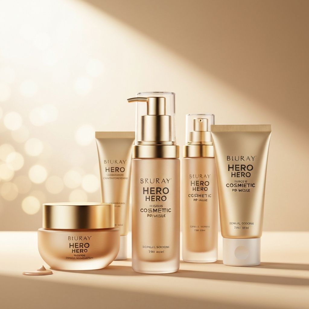 Naturalne składniki kosmetyczne na tle golden