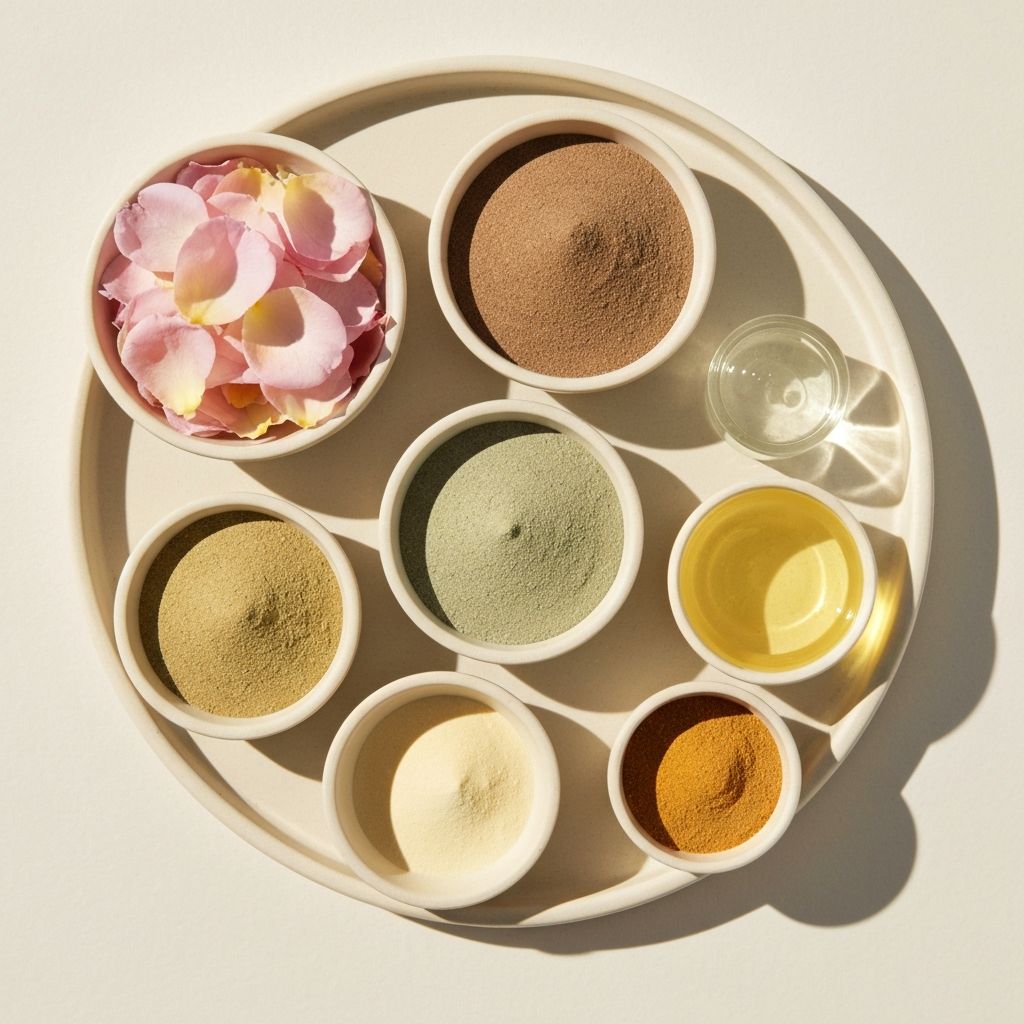 Naturalne komponenty kosmetyczne - płatki róży, minerały, olejki